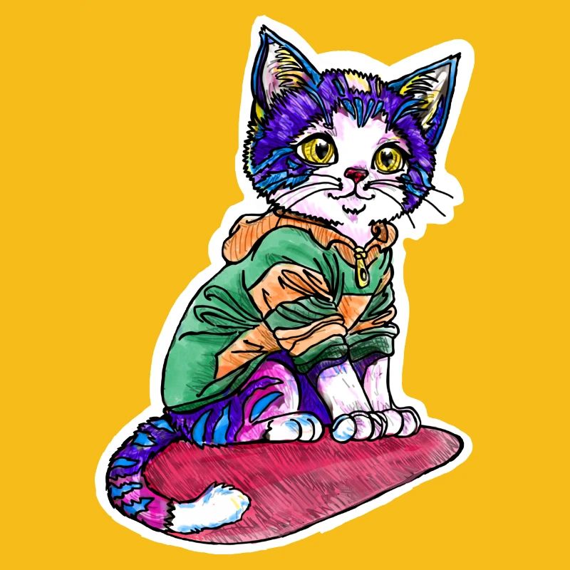 Chat en pull vert