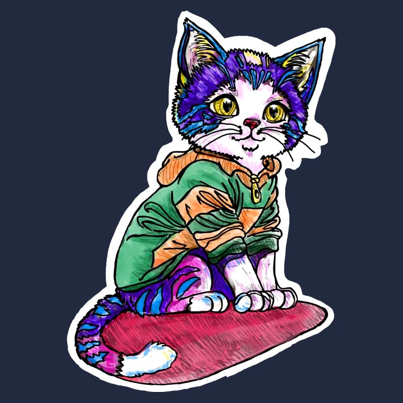 Chat en pull vert