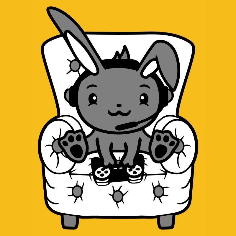 Bunny Playing Controller Console Headset Gamer Nerd