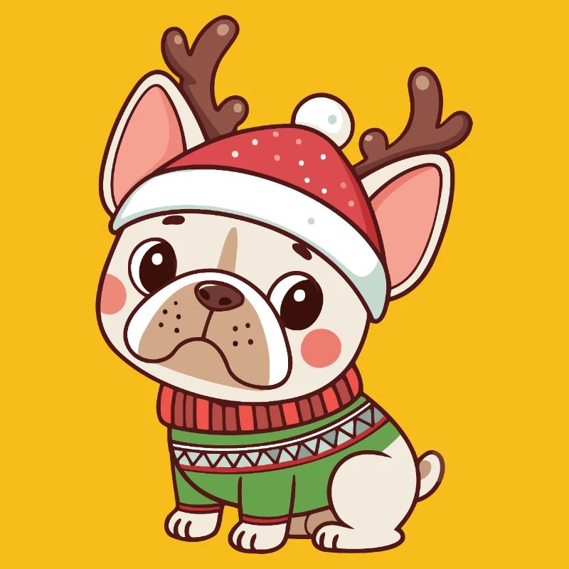 Chiot Noël Bonnet et Pull Vert