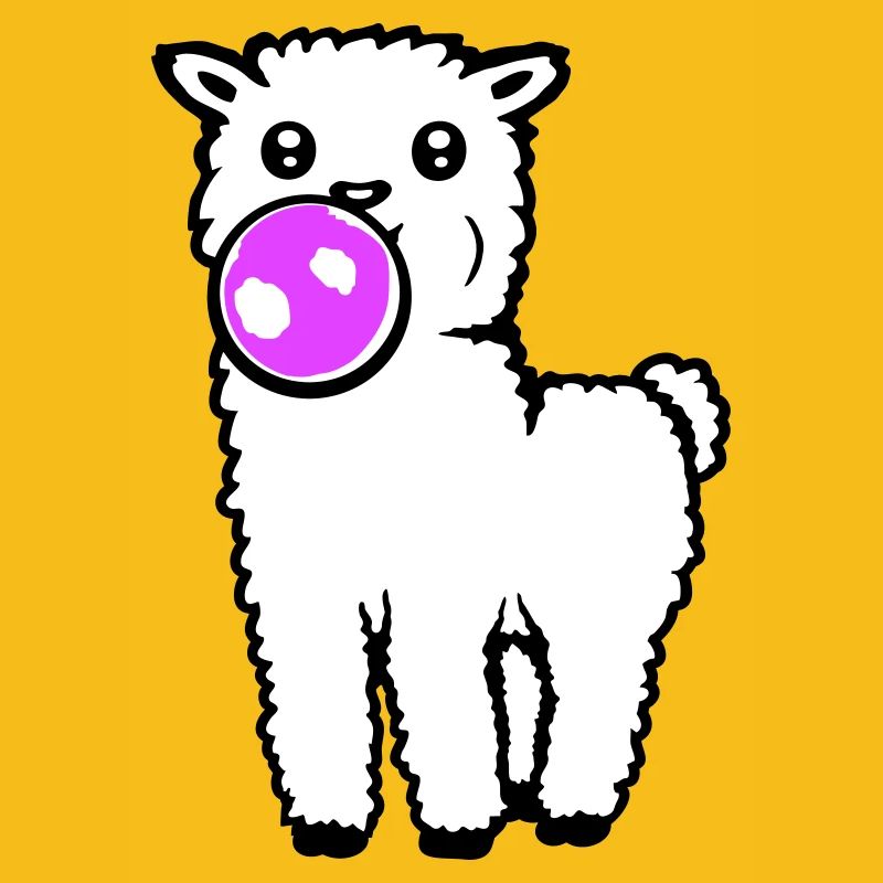 Lama Chewing-gum Debout Corps entier Devant mignon Cool