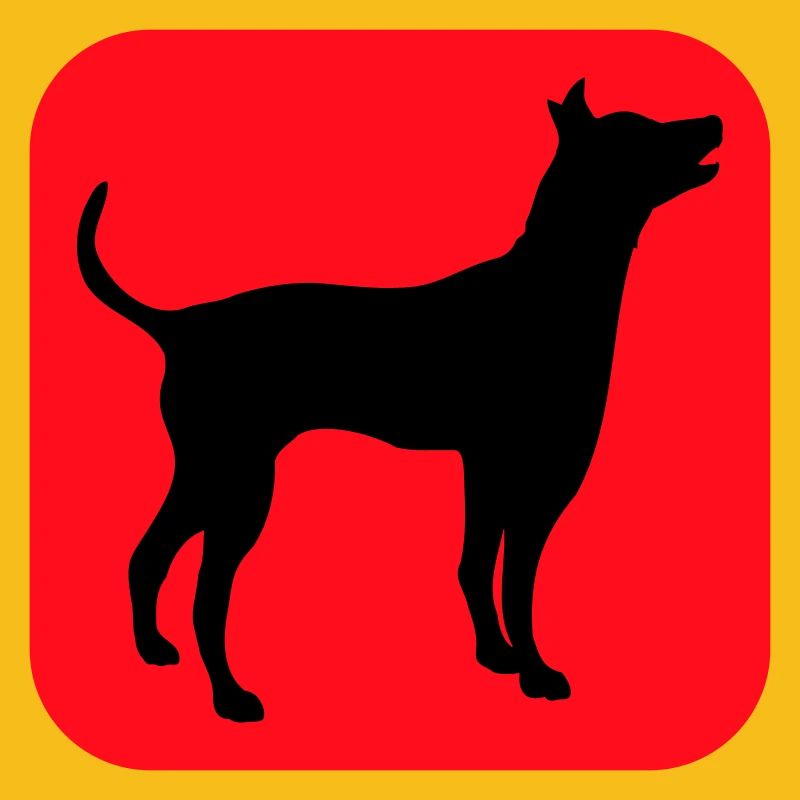 Hund Silhouette Symbol Button Logo Quadrat Cool