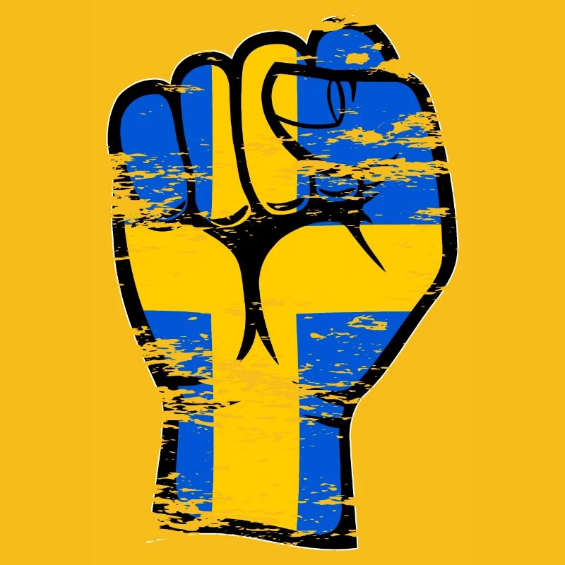 Icône de main de poing de drapeau de la Suède utilisée