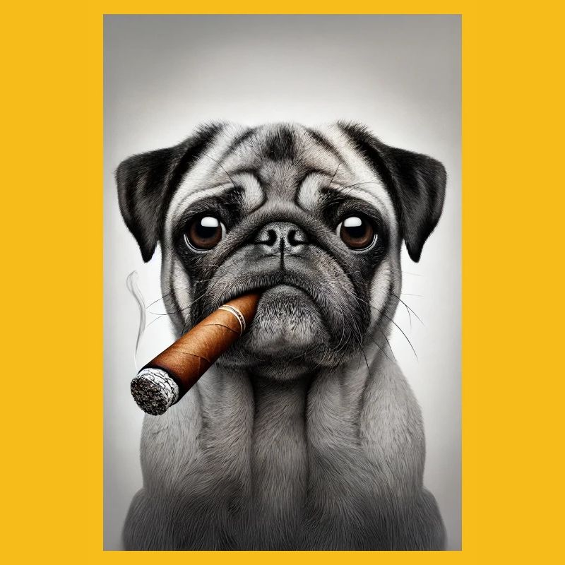 Mops mit Zigarre
