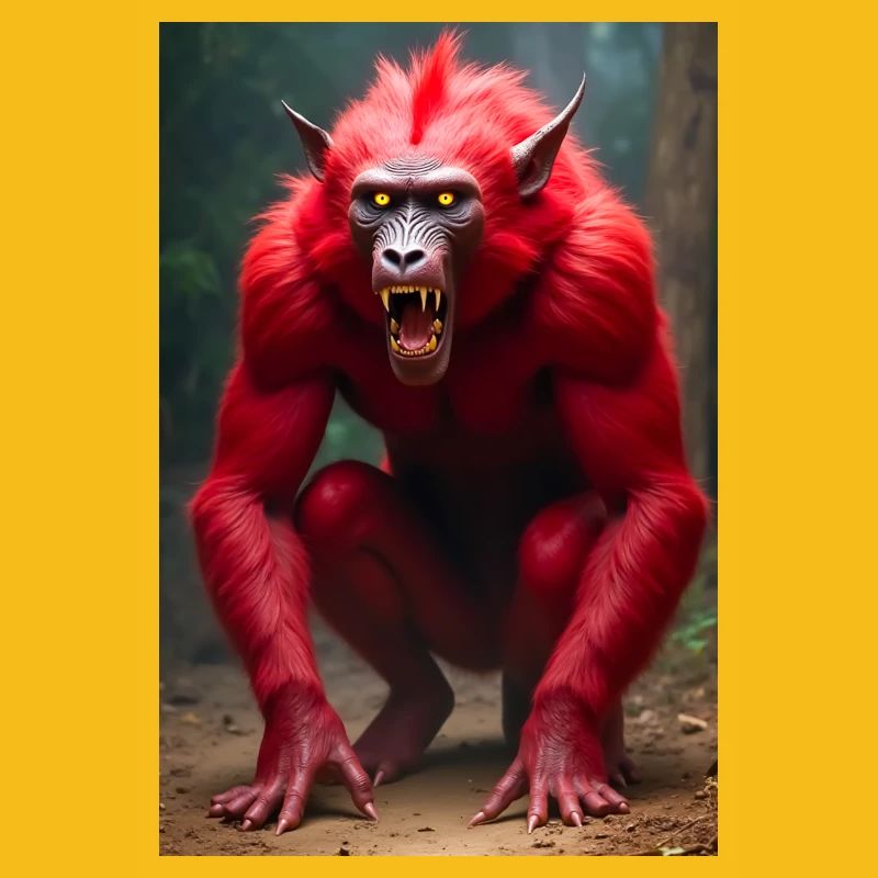 Abi, mysterious god of judgment, standing in a gra