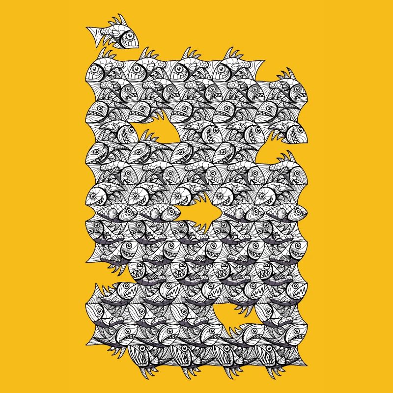 Repeated monochrome fish