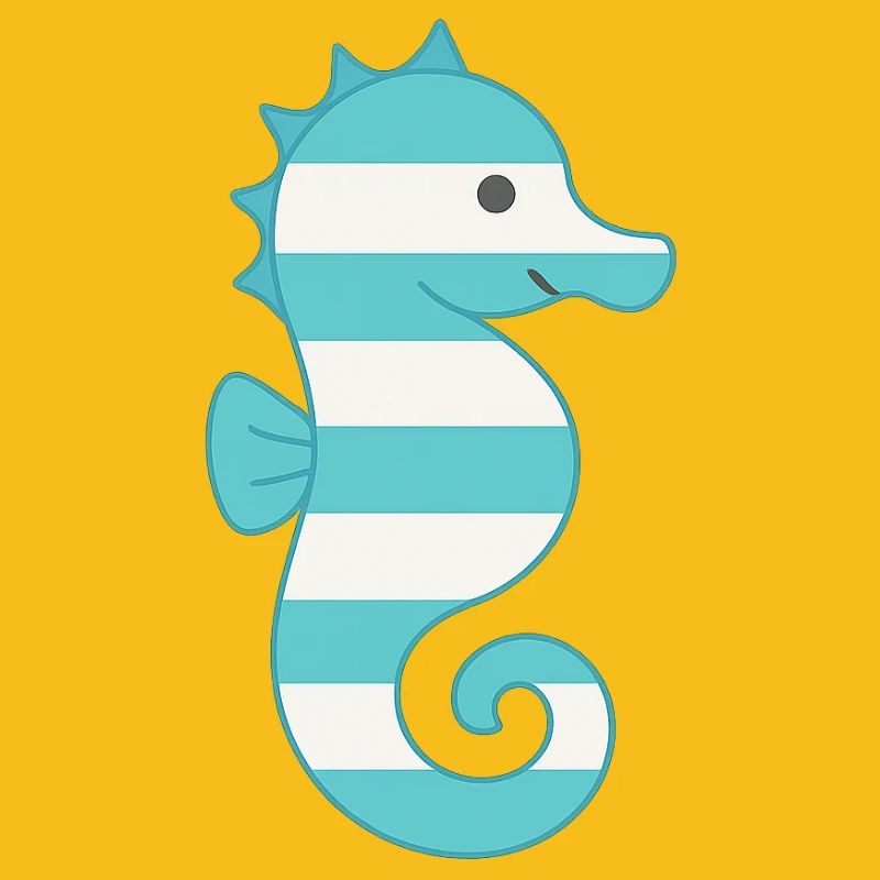 Hippocampe turquoise rayé