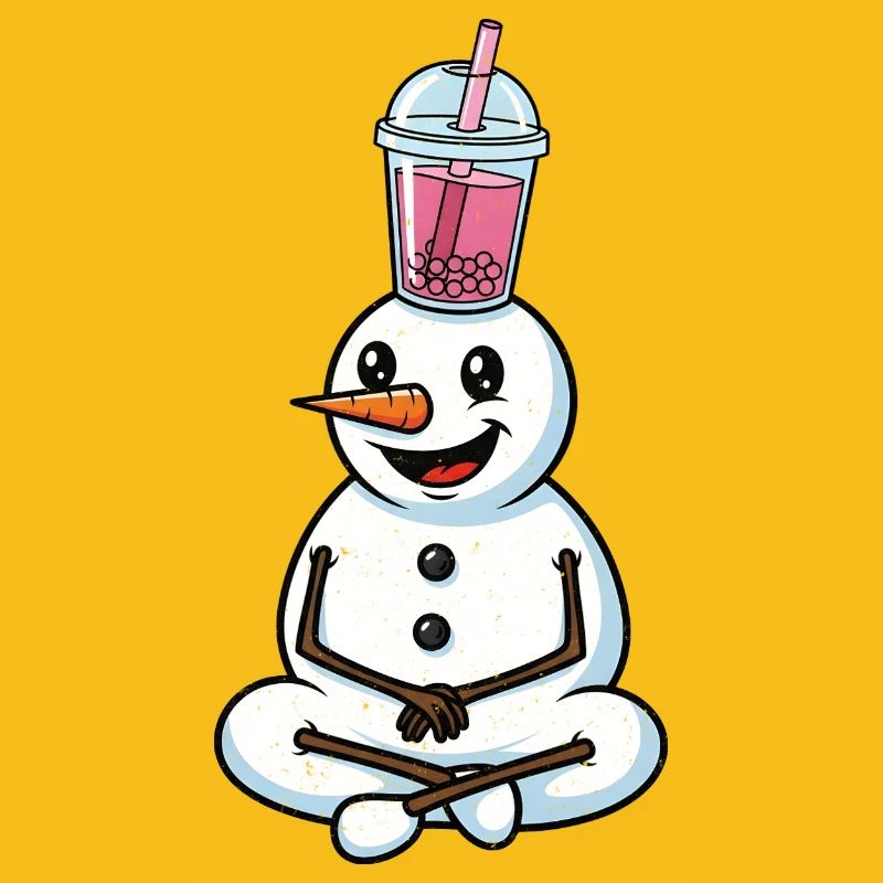 Schneemann mit Bubble Tea