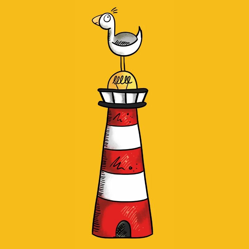 Möwe auf dem Leuchtturm - Nordsee - Geschenk