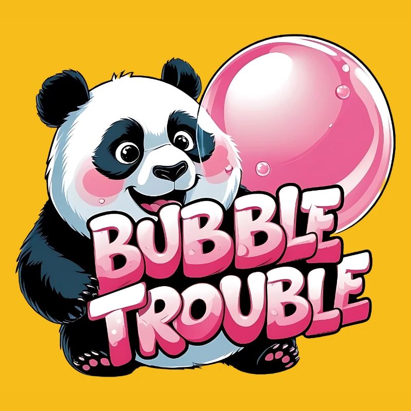 Cute panda with bubble cake