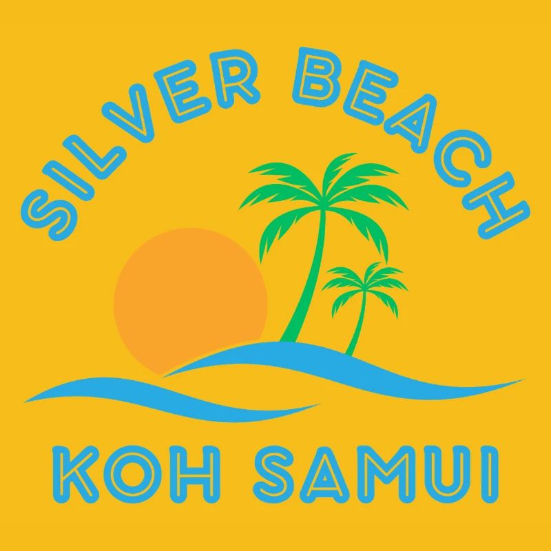 Vagues de palmier au coucher de soleil de Koh Samui