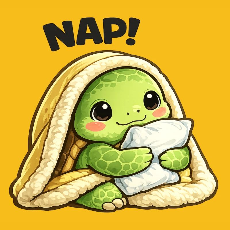 Cuddly turtle under blanket