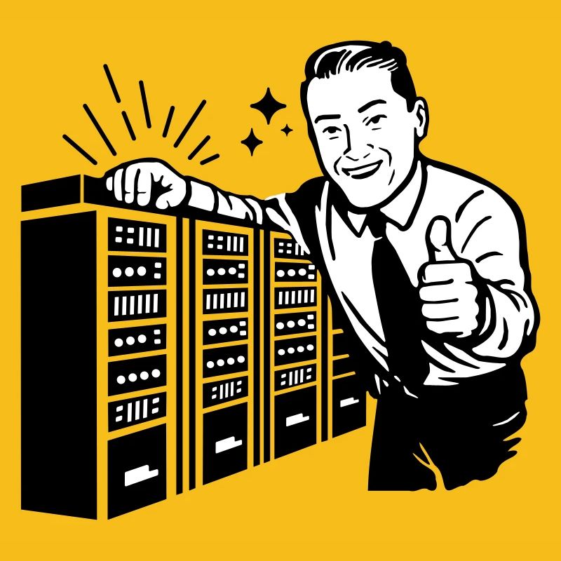 Rétro IT Admin Smiling – Support technique vintage