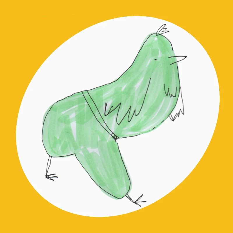 Oiseau vert abstrait minimaliste