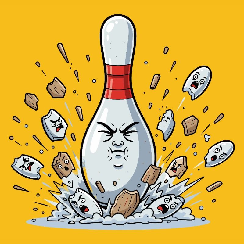 Explodierender Bowling-Pin Cartoon