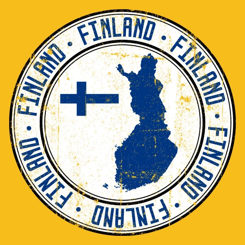 Carte de Finlande Cimier circulaire avec drapeau