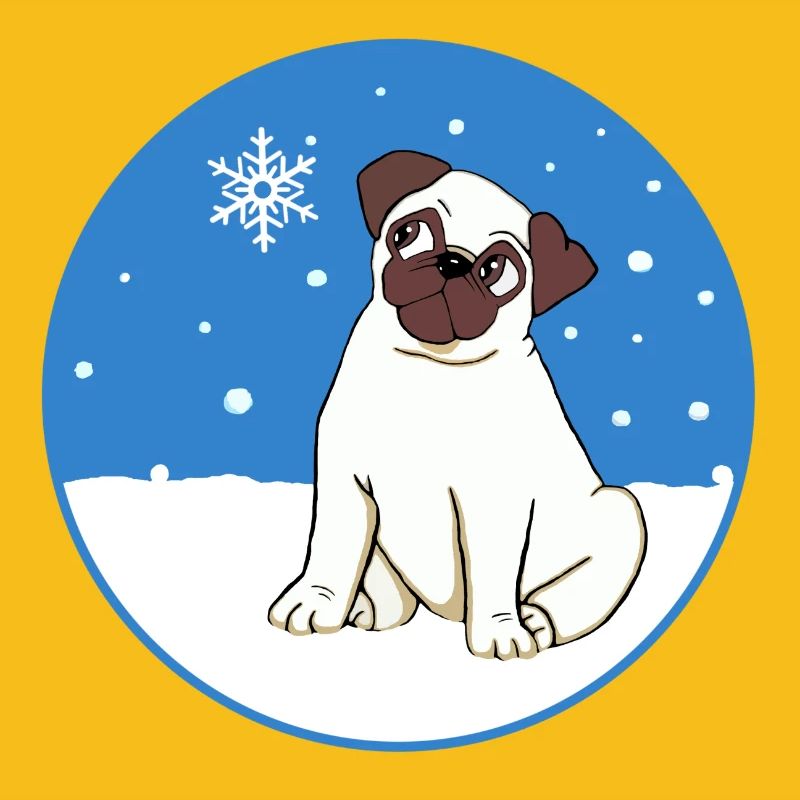 Mops im Schnee
