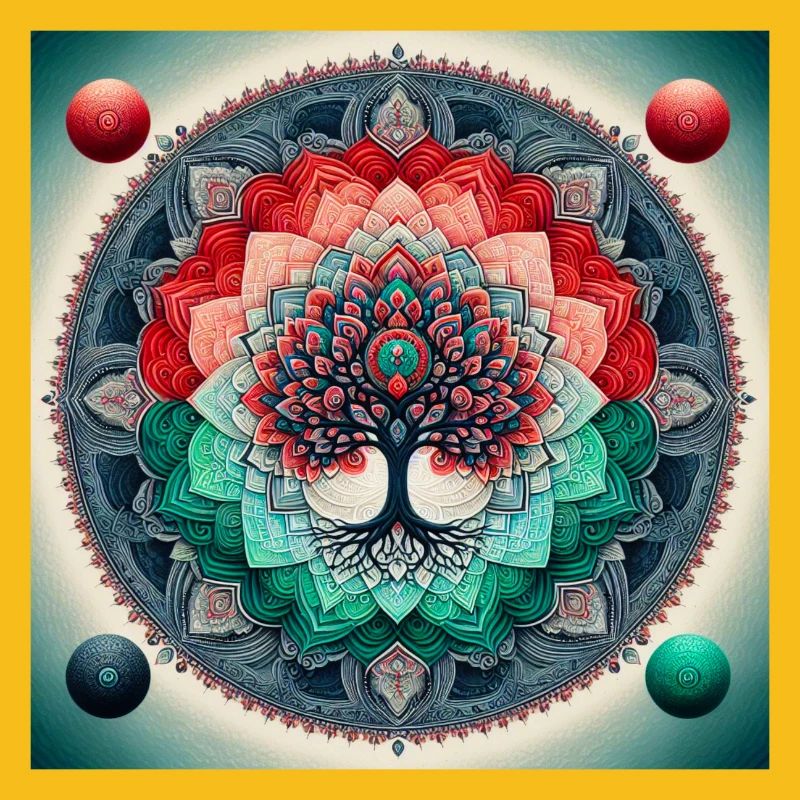 Mandala-Baum in leuchtenden Farben