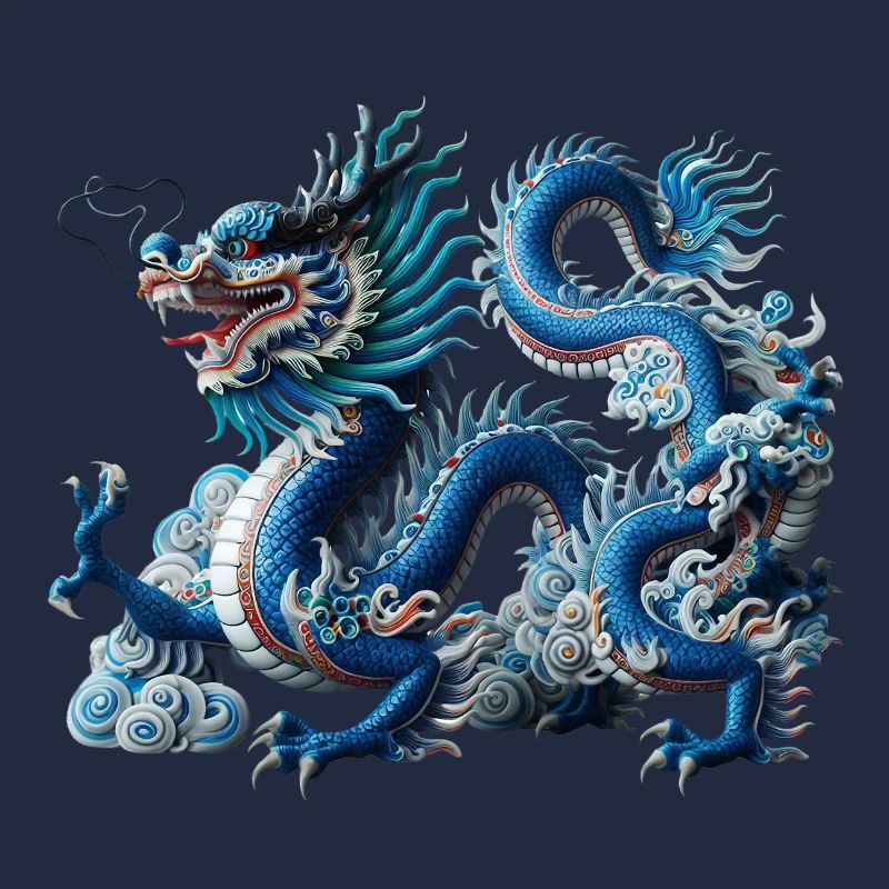 Blauer Drachen im Wolkenfluss