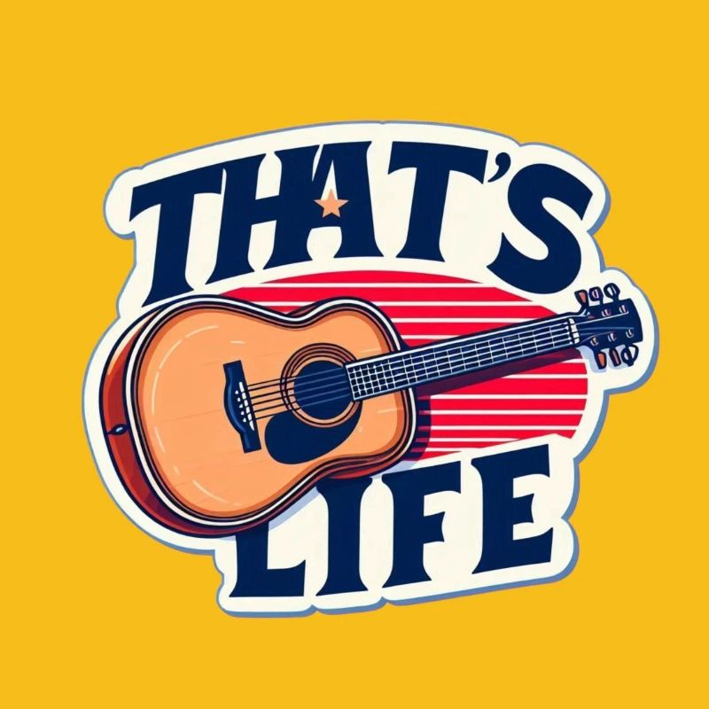 Lebendige Gitarre mit Slogan