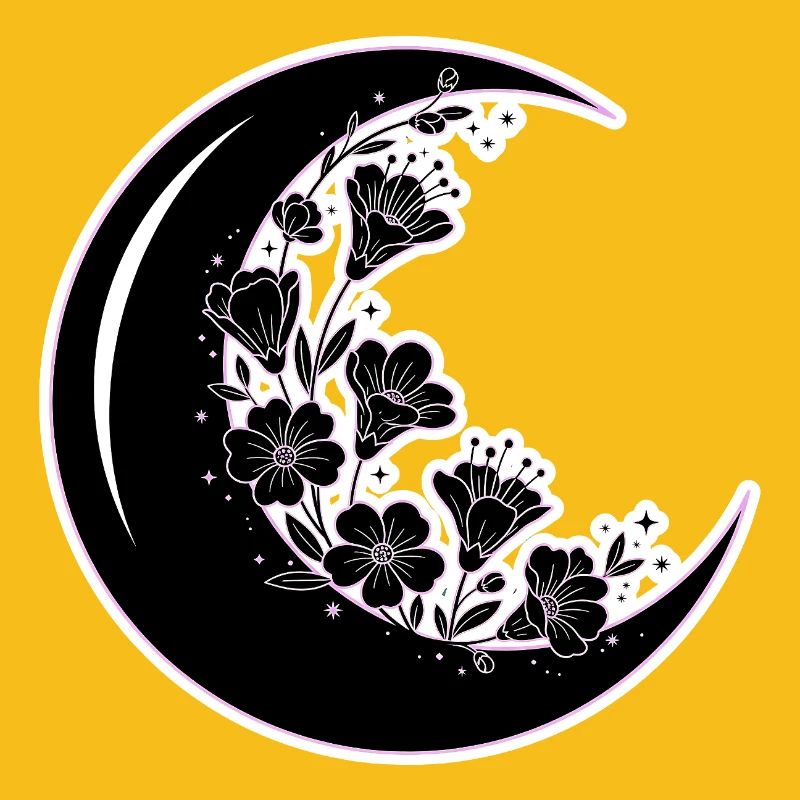 Illustration florale de la phase de lune