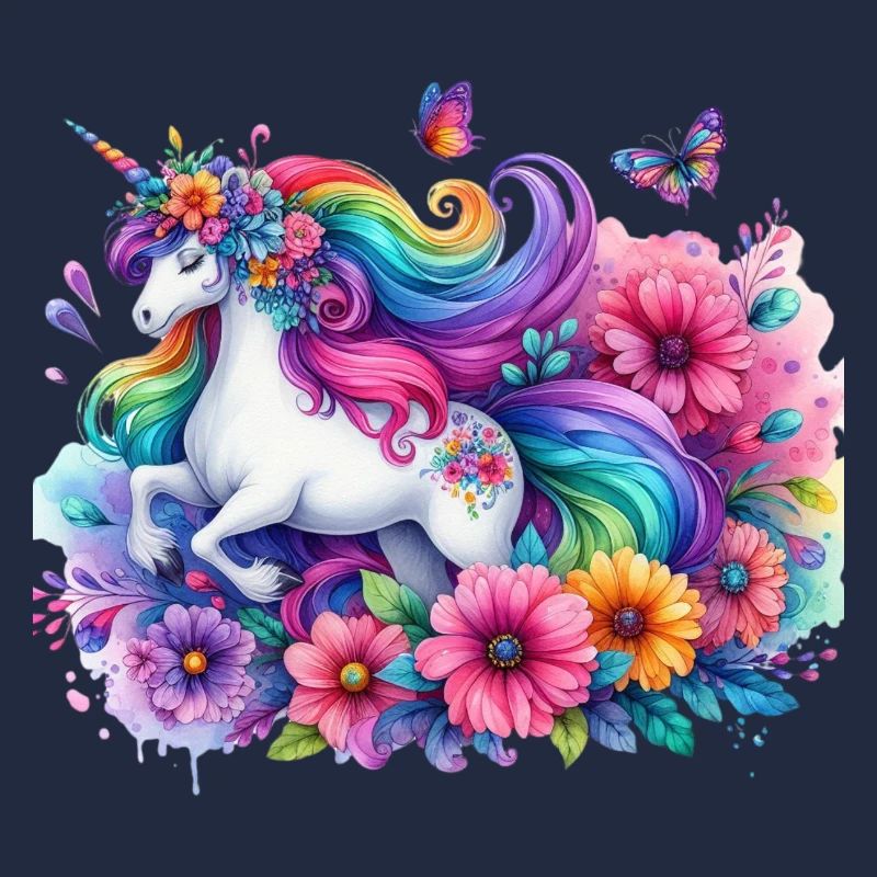 Licorne florale arc-en-ciel