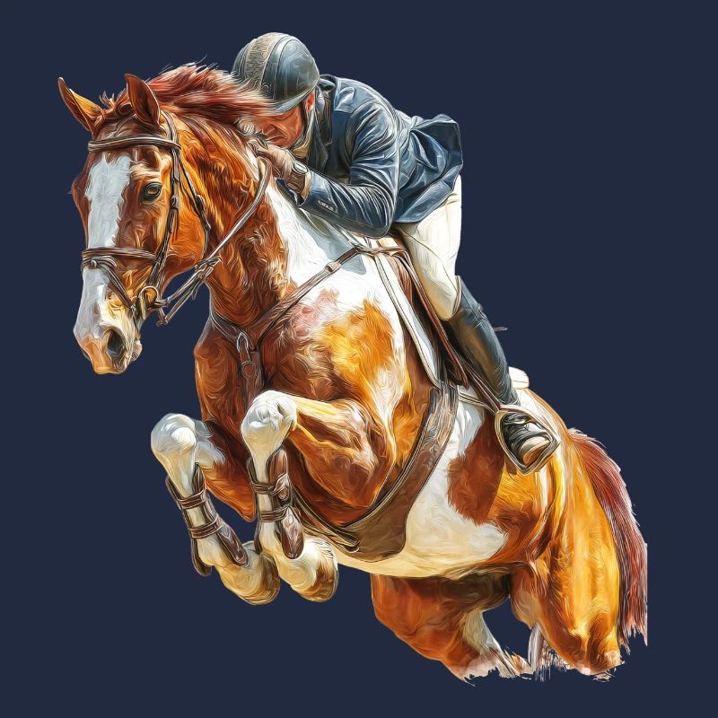 Galloping rider in leap