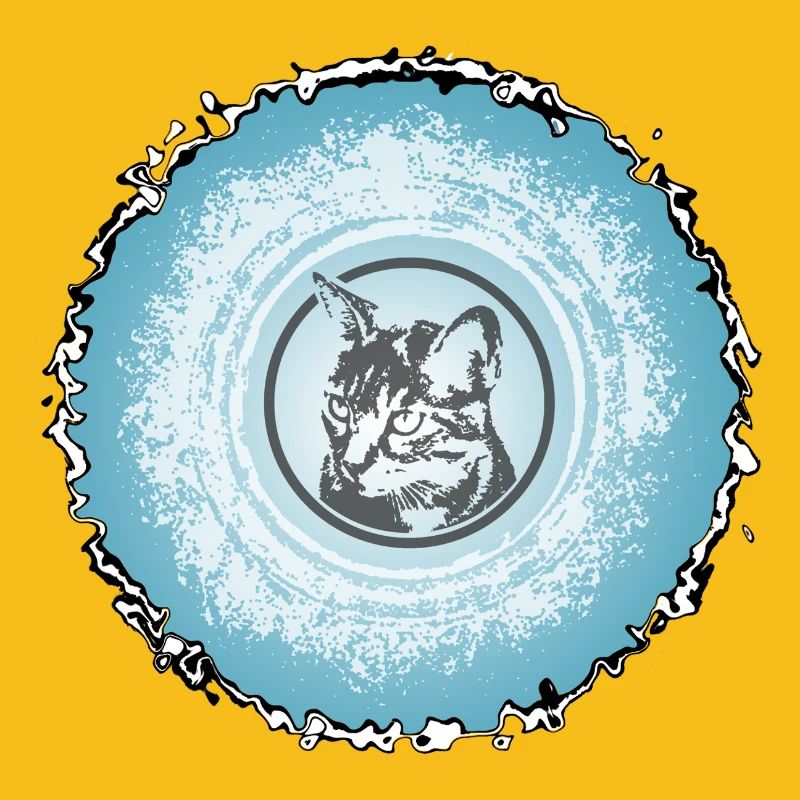 Cat Circle Blue Silhouette