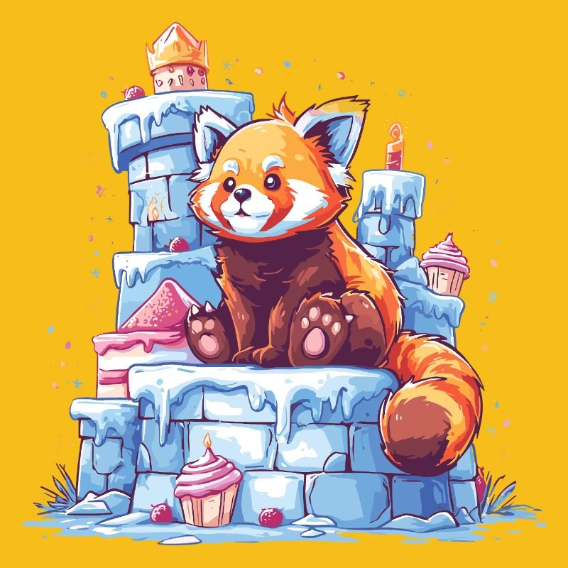 Roter Panda auf Eisburg