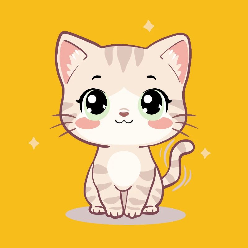 Cute Kawaii Cat Illustration - Chibi Kitten