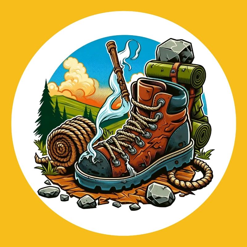 Smoking hiking boot
