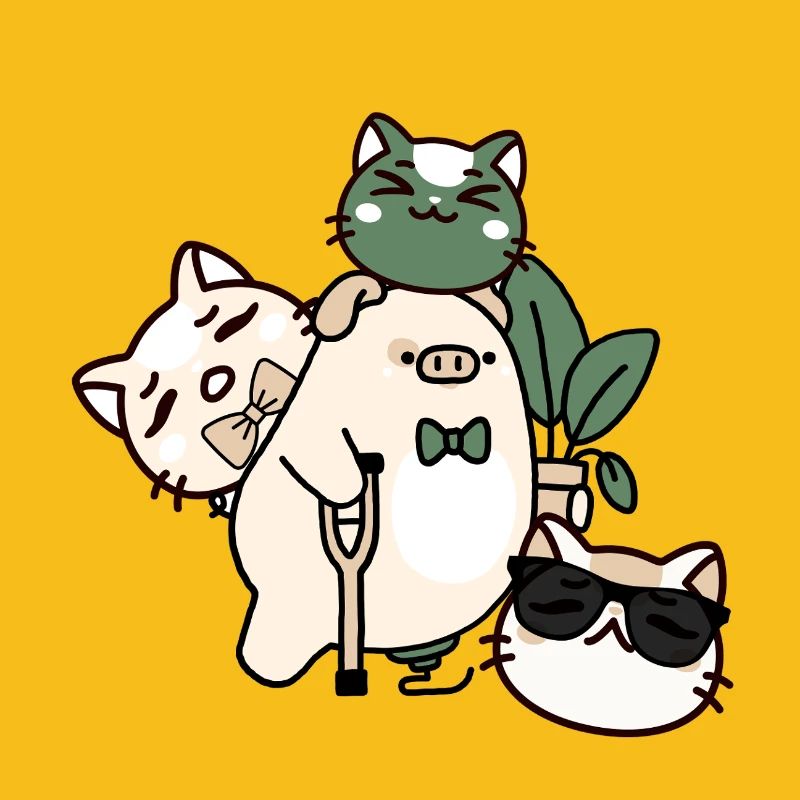 Dapper Kawaii Pig : béquille et prothèse