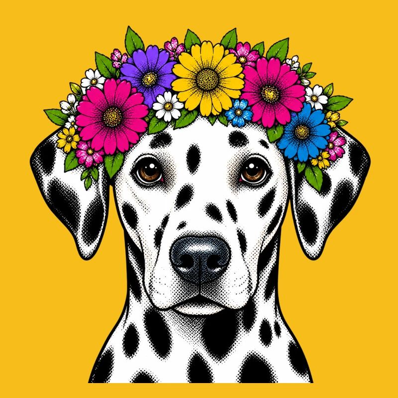 Dalmatiner mit Blumenkrone