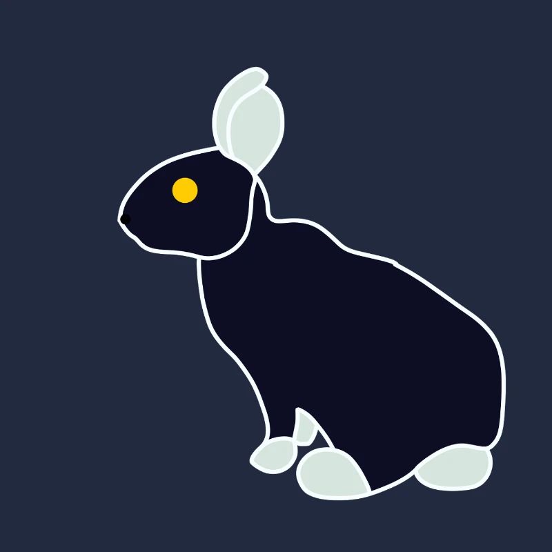 Minimalistischer Blue Black Rabbit