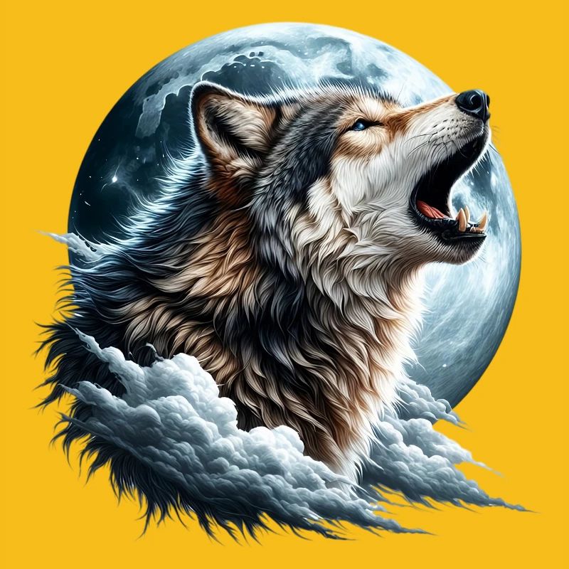 Wolf howls at the full moon