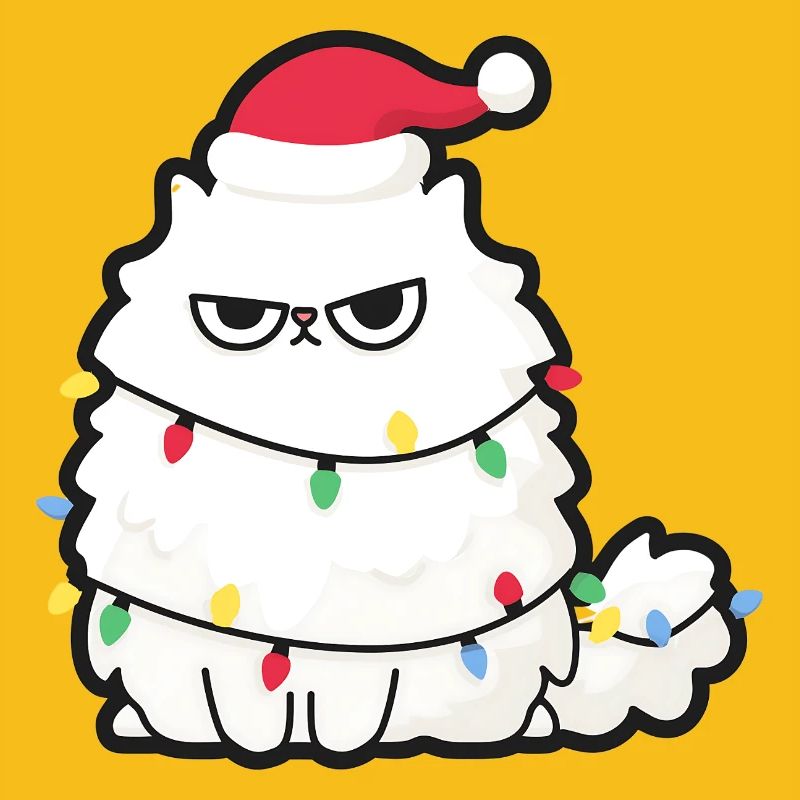 Grim Christmas Cat with Lights