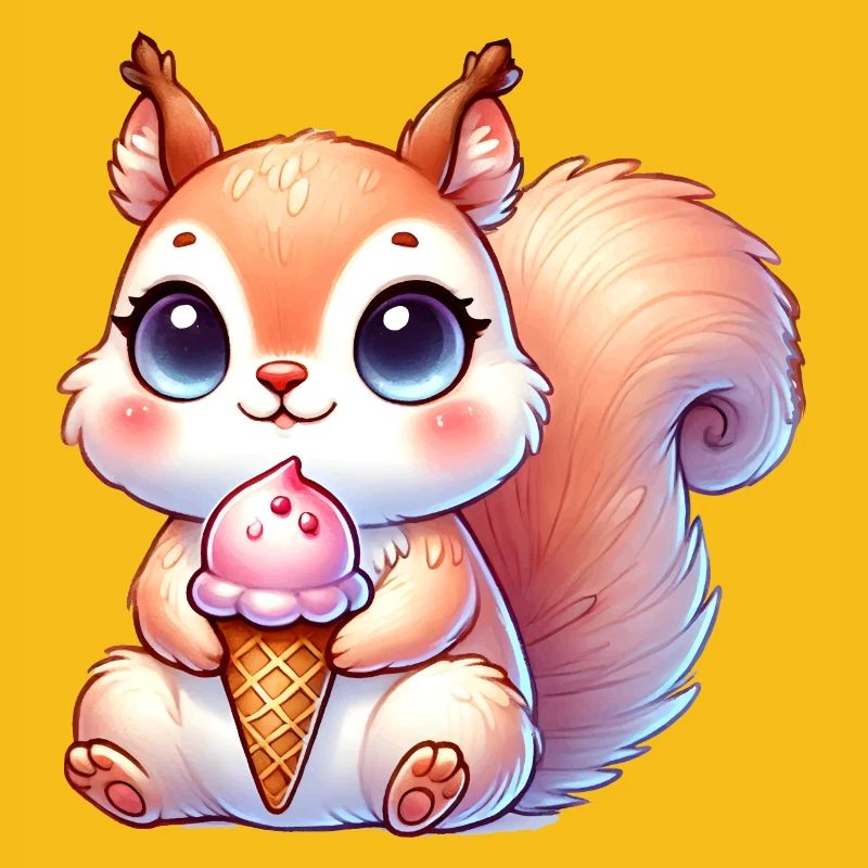 L’écureuil mignon déguste une glace colorée