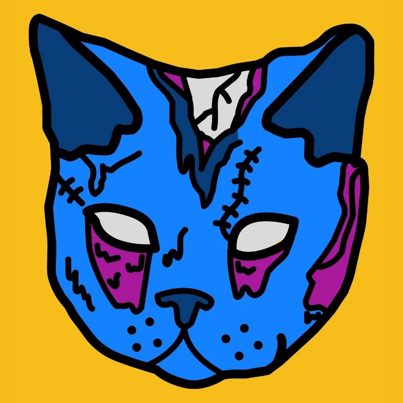 Masque de chat bleu patchwork
