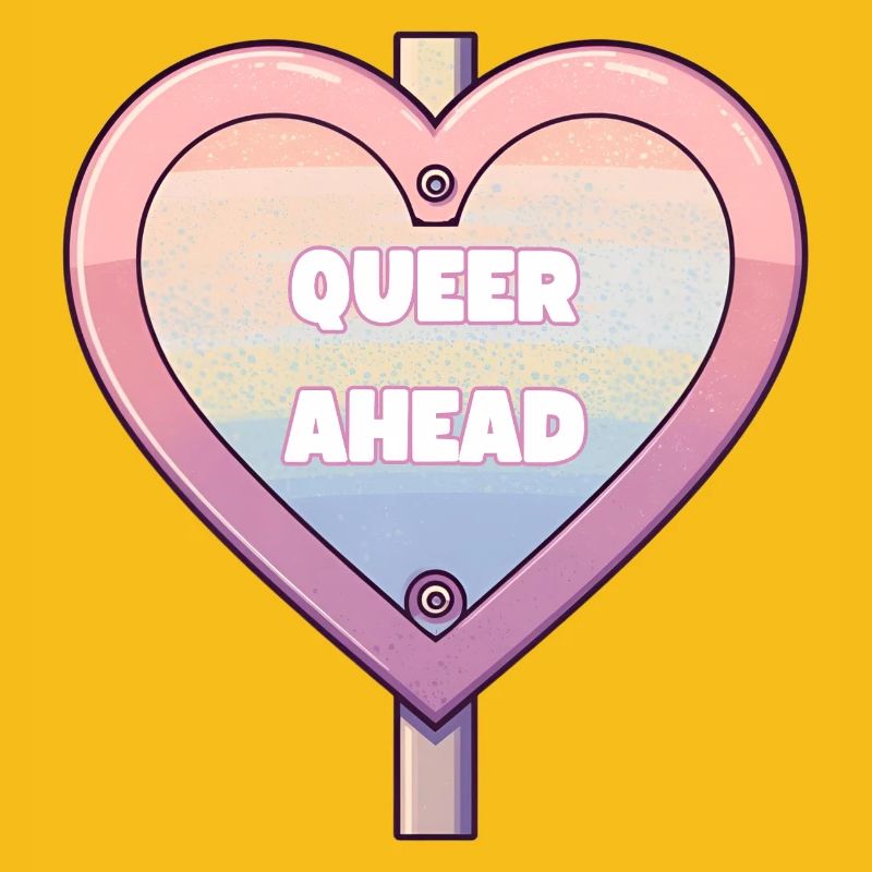 Queer Ahead – Rainbow Heart Design
