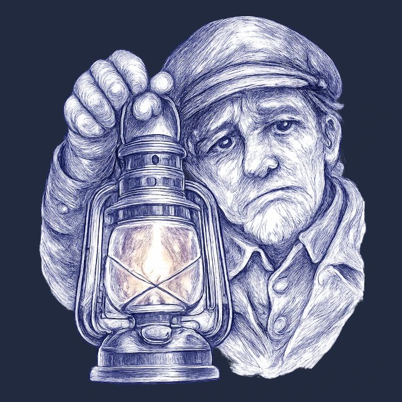 Älterer Mann mit Laterne