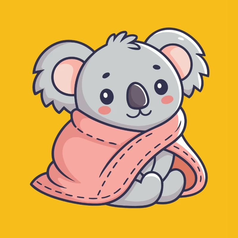 Koala cosy dans une écharpe rose