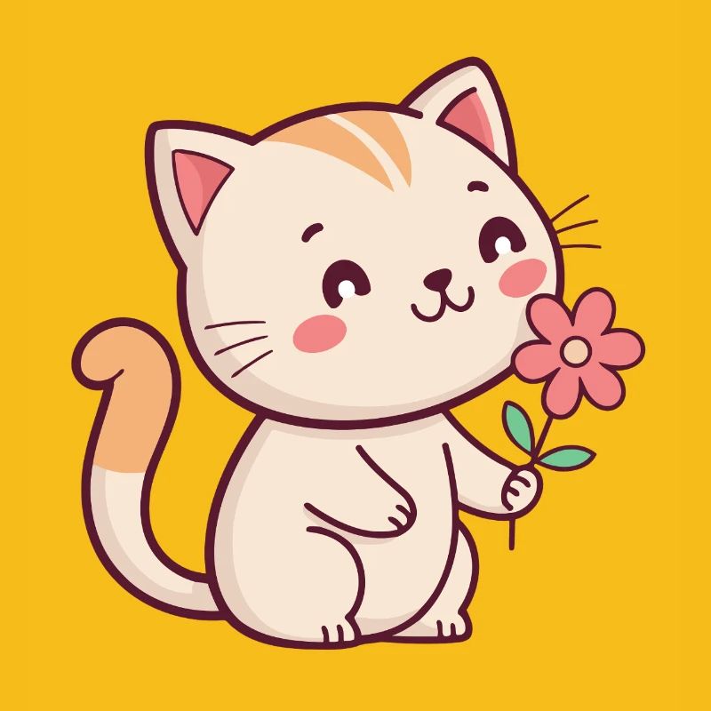 Chaton et fleur