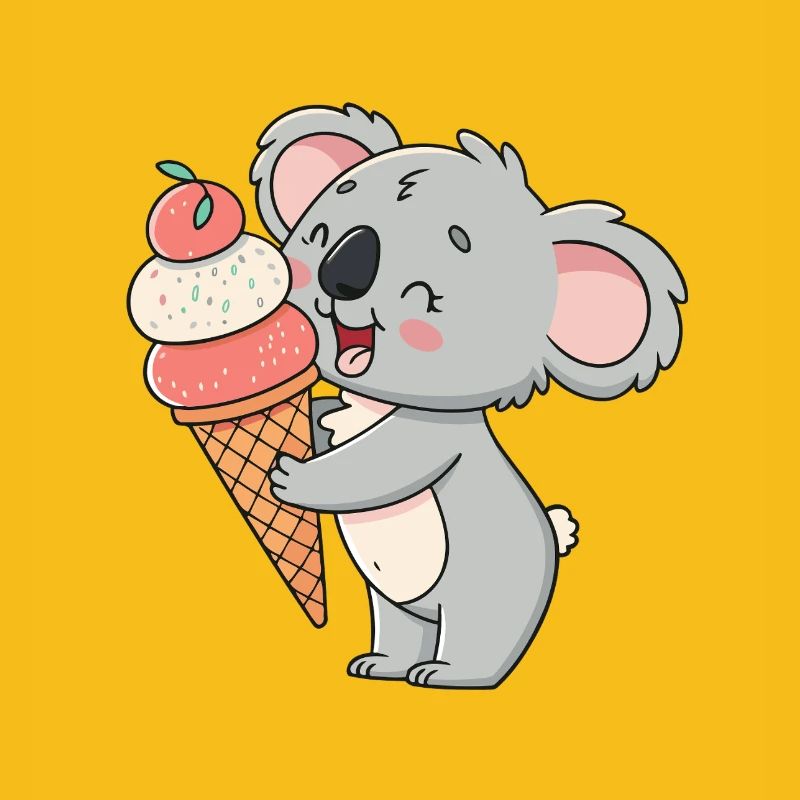 Koala gourmand et cornet de glace