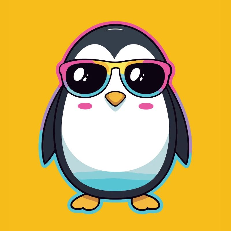 Schicker Pinguin mit Regenbogengläser