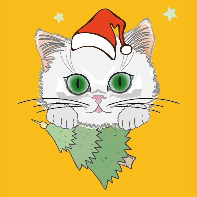 Katze mit Weihnachtsbaum