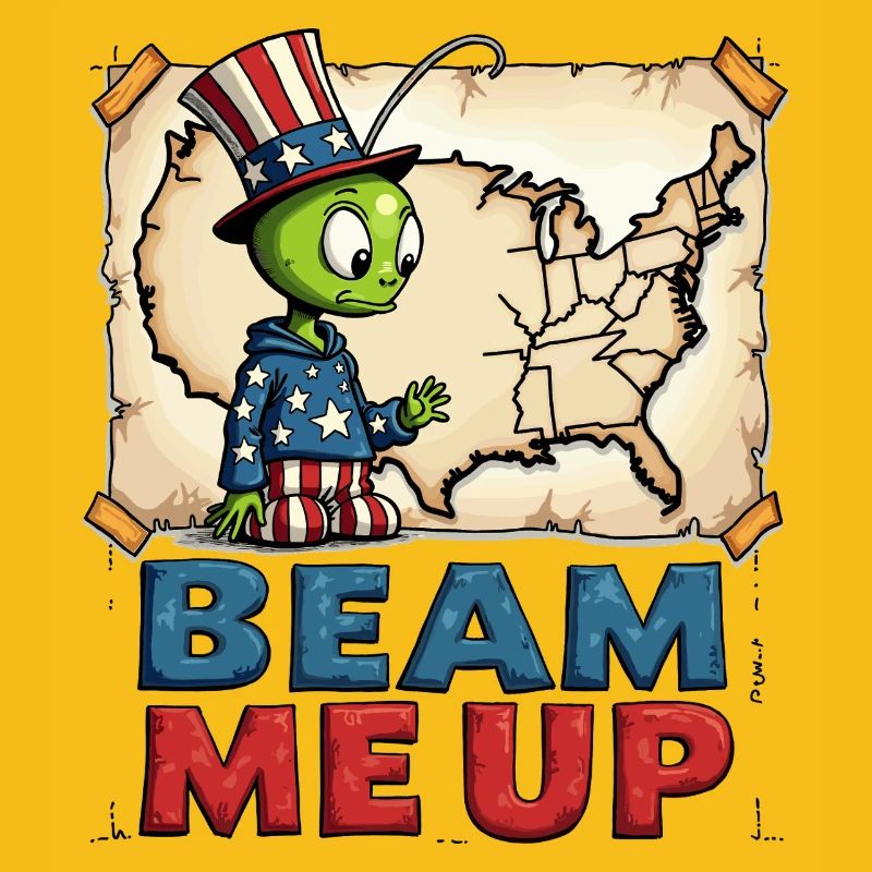 Cute Alien with USA Map