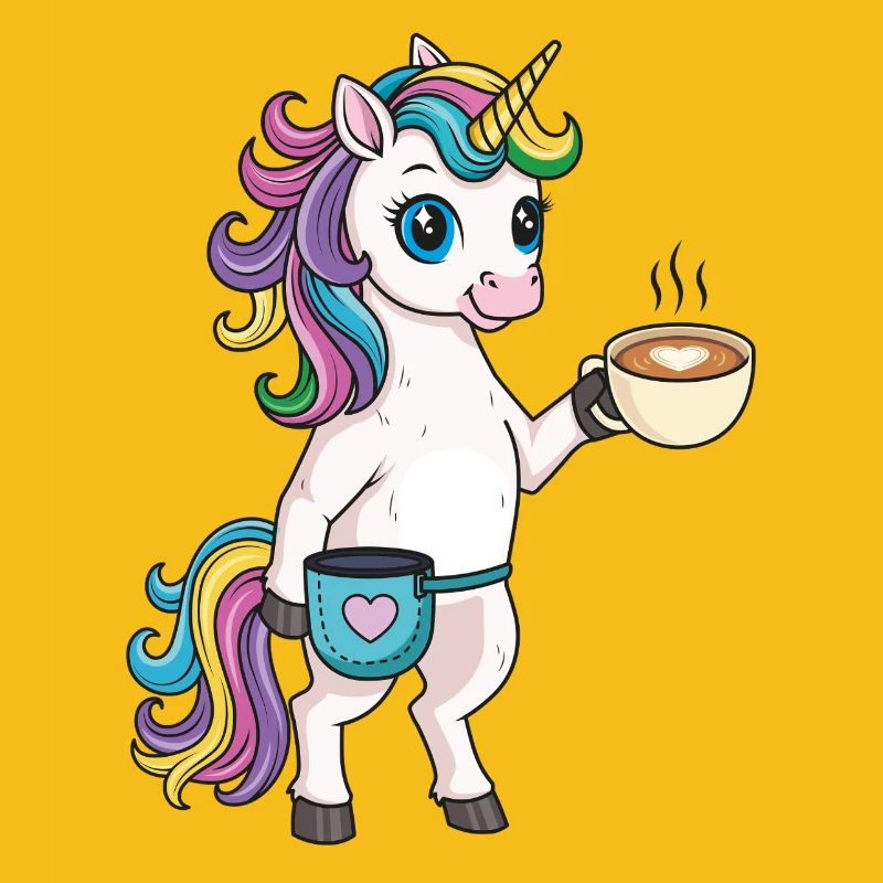 Unicorn with coffee and chalk bag