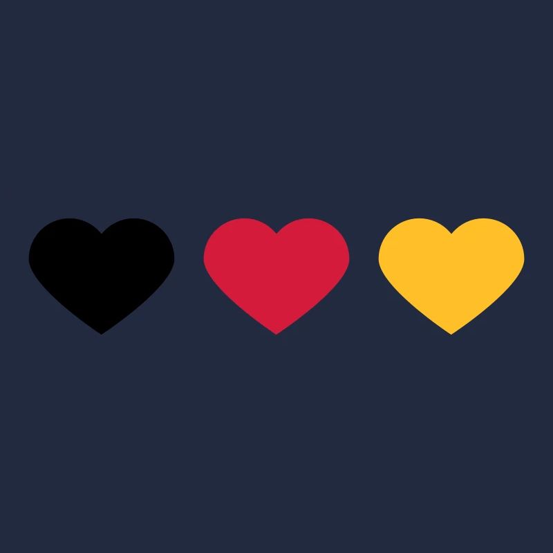 3 Hearts Germany Flag Colors Love German