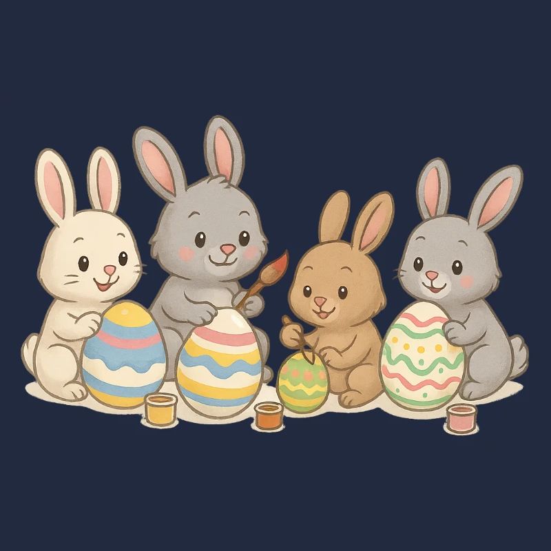 Bunny friends paint Easter eggs – Sweet Easter design