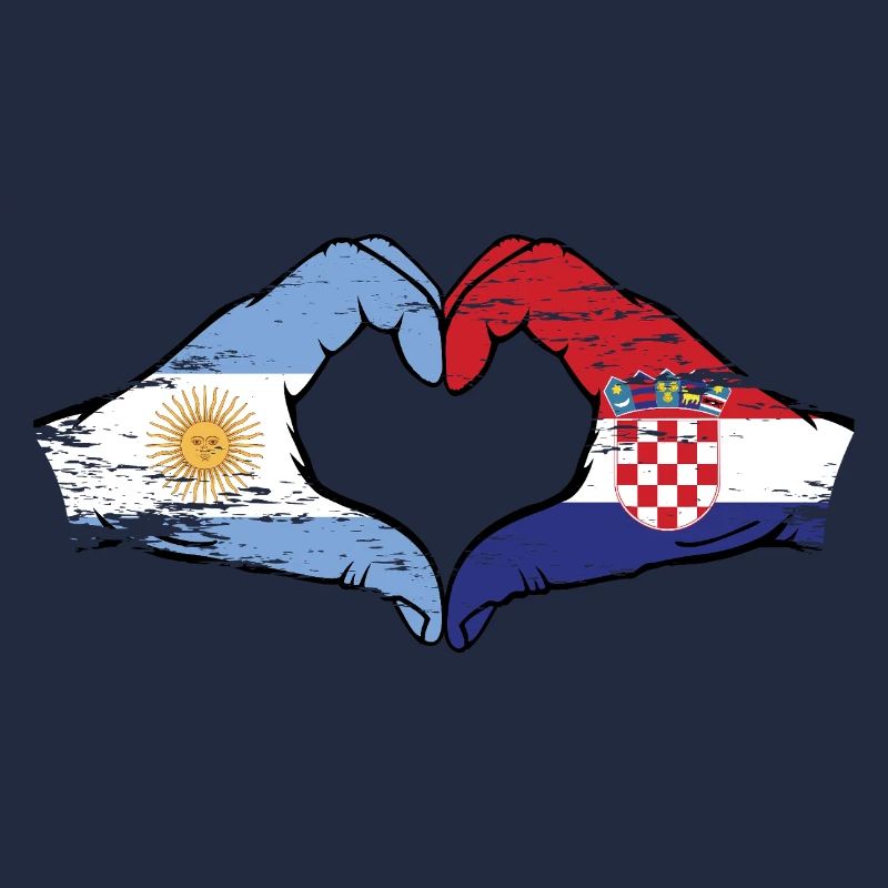 Argentine Croatie Drapeau Mains Coeur Forme